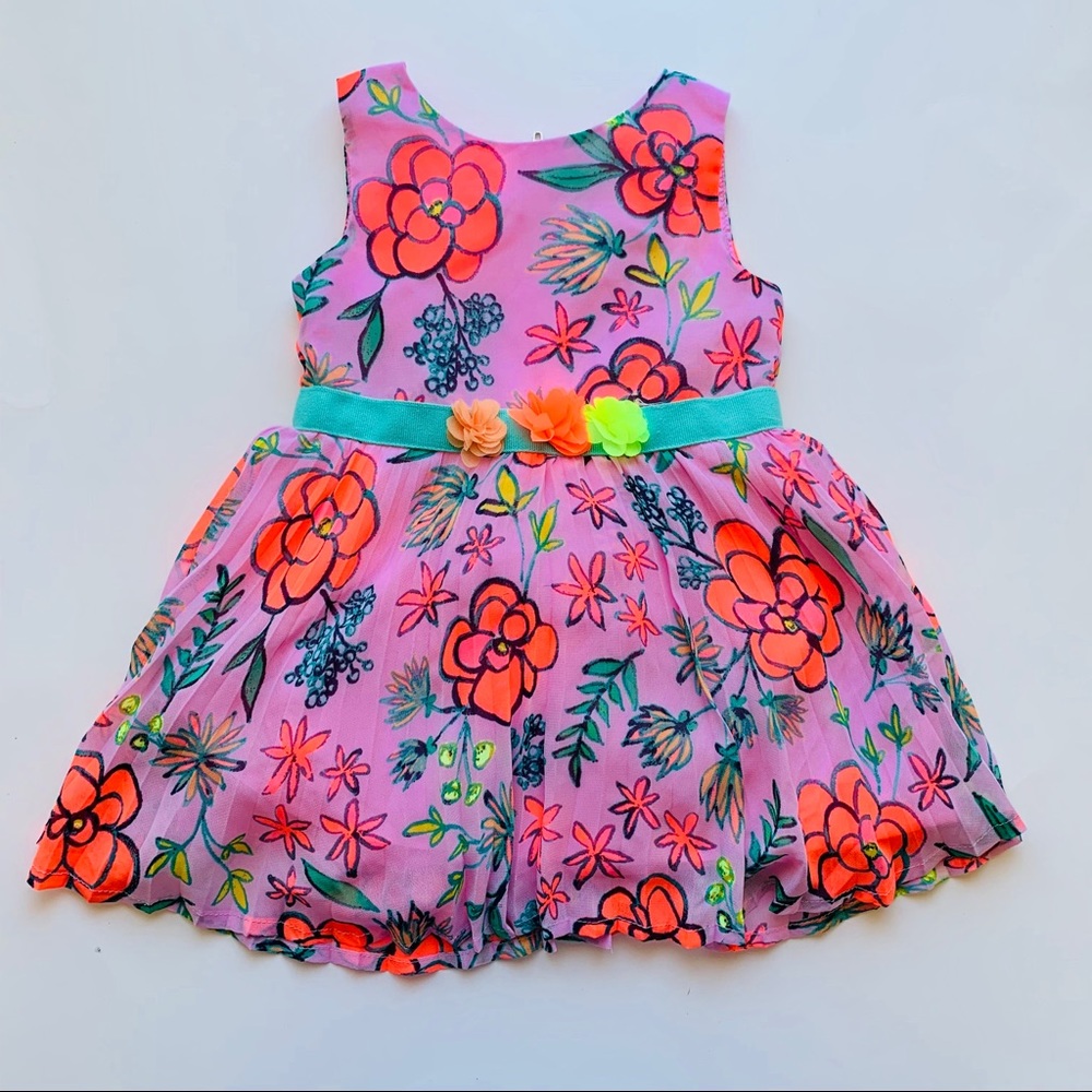 Vibrant Neon Floral Dress 12m